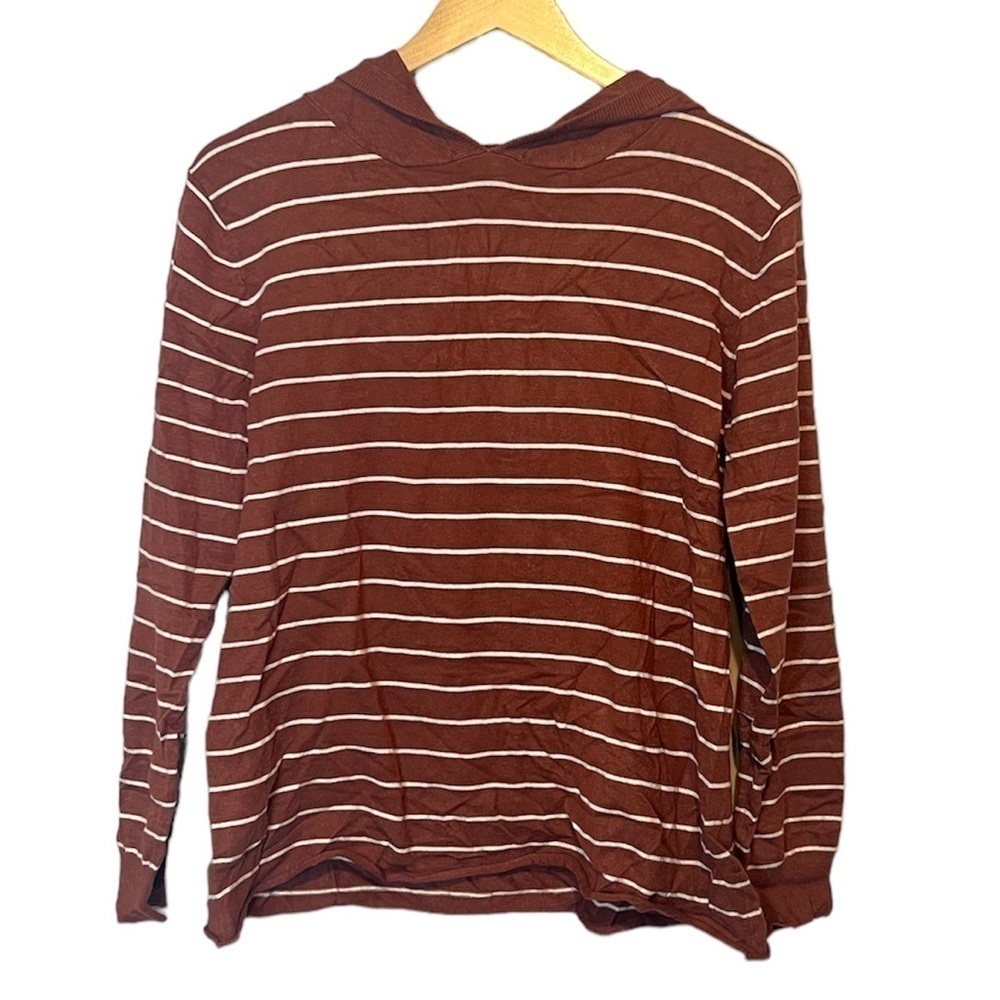 3/$25 🙌🏼 POL Burnt Orange Striped Hoodie Sweater Medium
